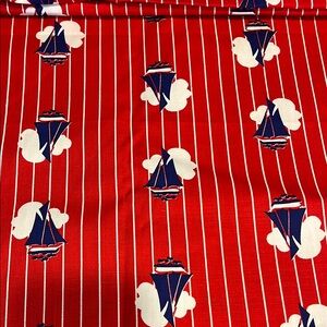 Vintage heavyweight striped sailboat fabric 1.5 yards
